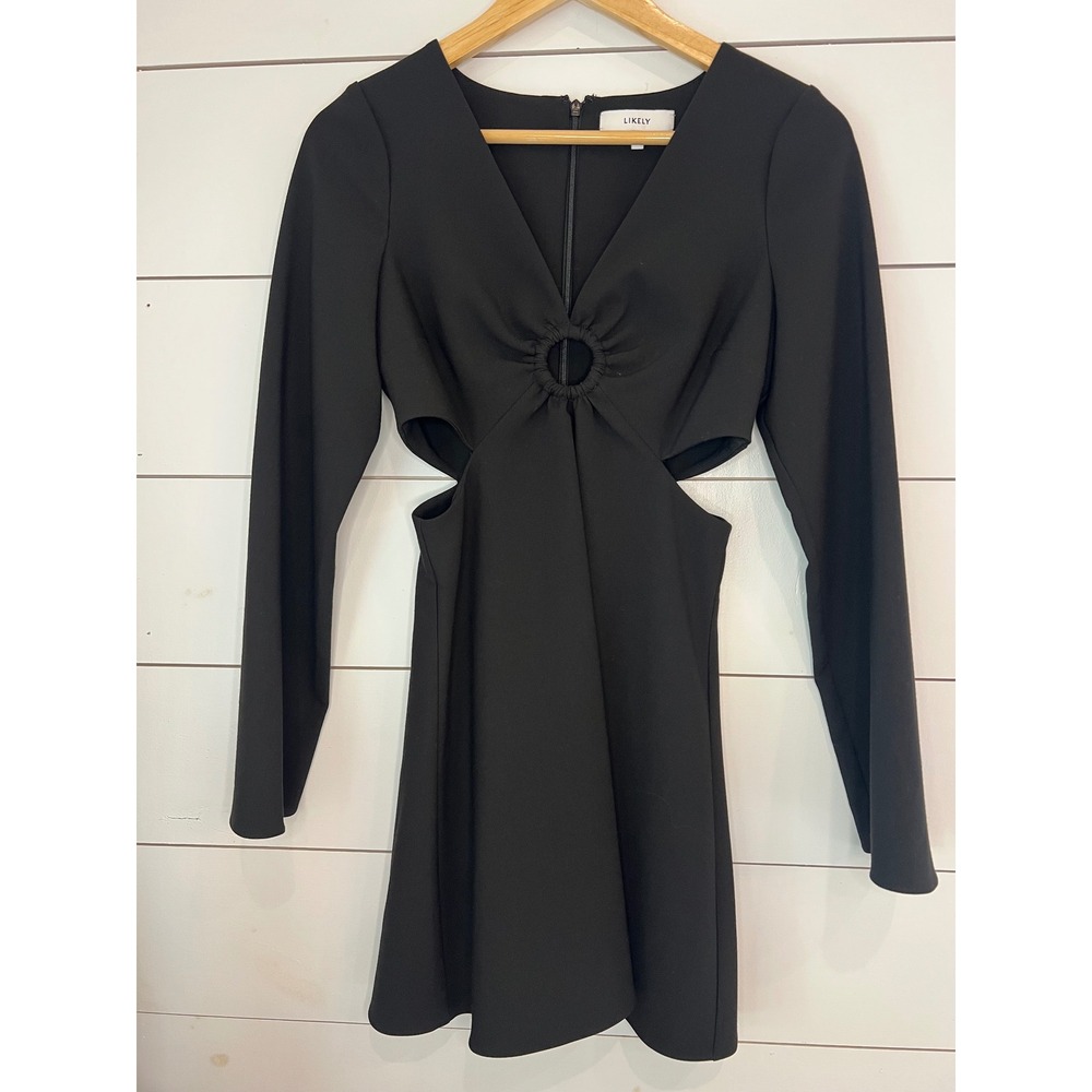 Likely Black LBD‎ Cutout Long Sleeve Mini Dress Size 2 Cocktail Event